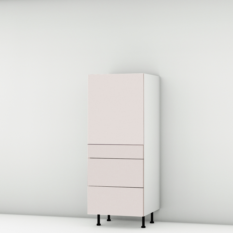 Colonne rose poudré mat 1 porte - 3 tiroirs larg. 60cm x H142.6cm