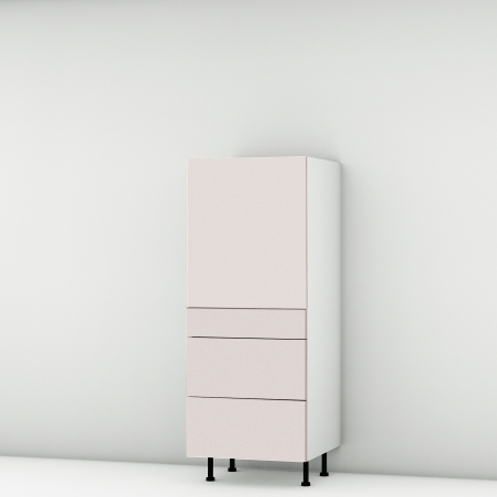 Colonne rose poudré mat 1 porte - 3 tiroirs larg. 60cm x H142.6cm