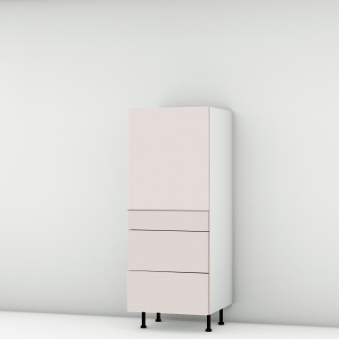Colonne rose poudré mat 1 porte - 3 tiroirs larg. 60cm x H142.6cm