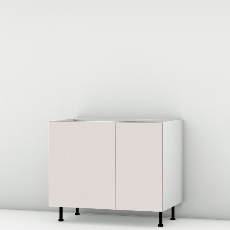 Meuble bas sous évier rose poudré mat 2 portes larg. 100cm x H71.5cm