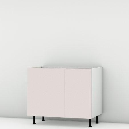 Meuble bas sous évier rose poudré mat 2 portes larg. 100cm x H71.5cm