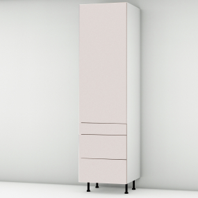 Colonne rose poudré mat 1 porte - 3 tiroirs larg. 60cm x H213.8cm