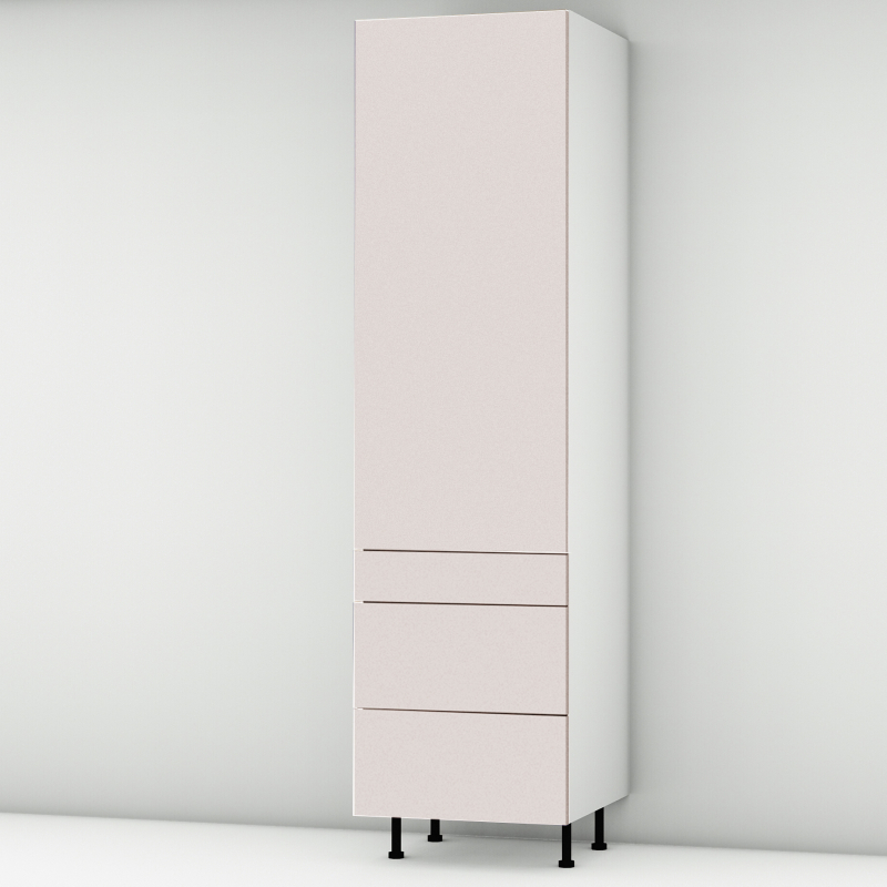 Colonne rose poudré mat 1 porte - 3 tiroirs larg. 60cm x H213.8cm