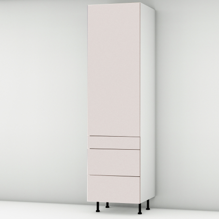 Colonne rose poudré mat 1 porte - 3 tiroirs larg. 60cm x H213.8cm