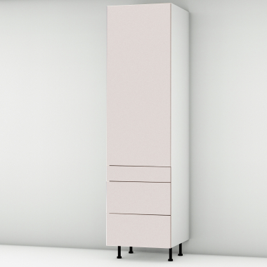 Colonne rose poudré mat 1 porte - 3 tiroirs larg. 60cm x H213.8cm