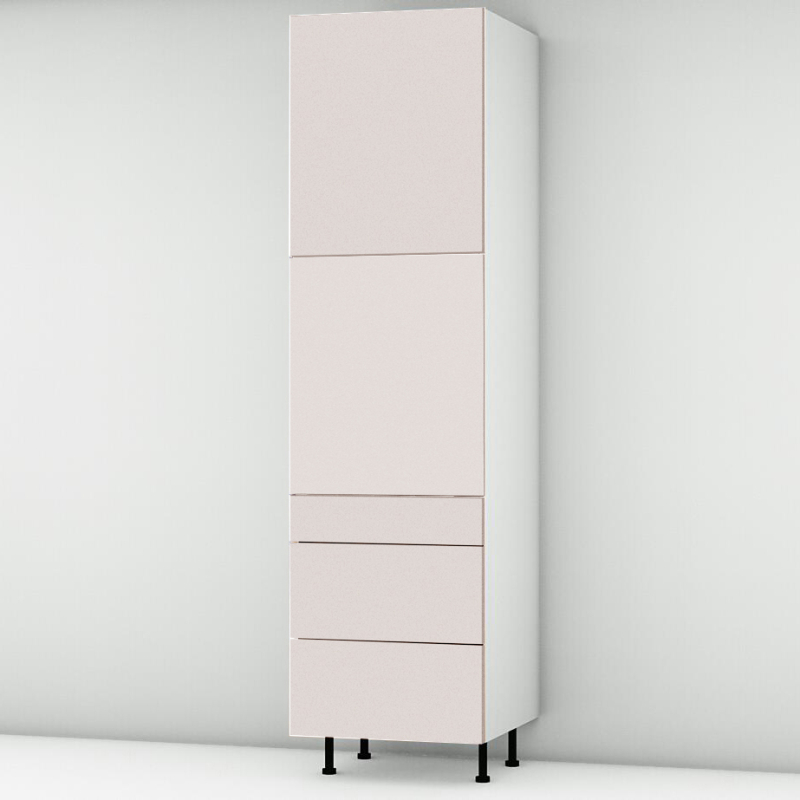 Colonne rose poudré mat 2 portes - 3 tiroirs larg. 60cm x H213.8cm