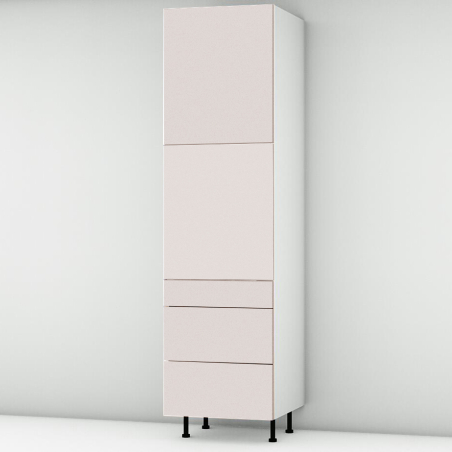 Colonne rose poudré mat 2 portes - 3 tiroirs larg. 60cm x H213.8cm