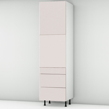 Colonne rose poudré mat 2 portes - 3 tiroirs larg. 60cm x H213.8cm