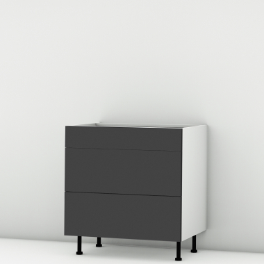 Meuble bas noir mat 3 tiroirs larg. 80cm x H71.5cm