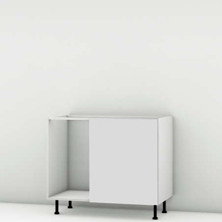 Meuble bas d'angle sous évier rose poudré mat 1 porte 60cm larg. 100cm x H71.5cm