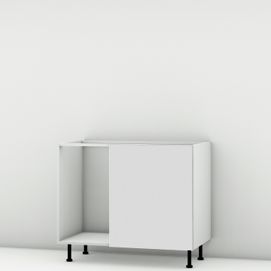 Meuble bas d'angle sous évier rose poudré mat 1 porte 60cm larg. 100cm x H71.5cm