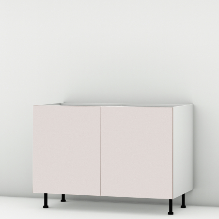 Meuble bas sous évier rose poudré mat larg. 120cm x H71.5cm