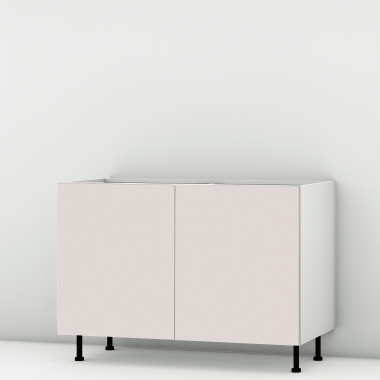 Meuble bas sous évier rose poudré mat larg. 120cm x H71.5cm