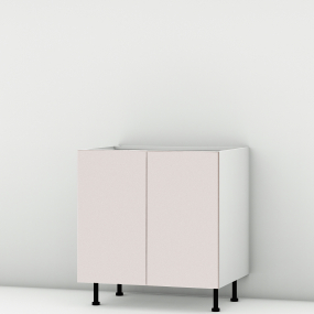 Meuble bas sous évier rose poudré mat 2 portes larg. 80cm x H71.5cm