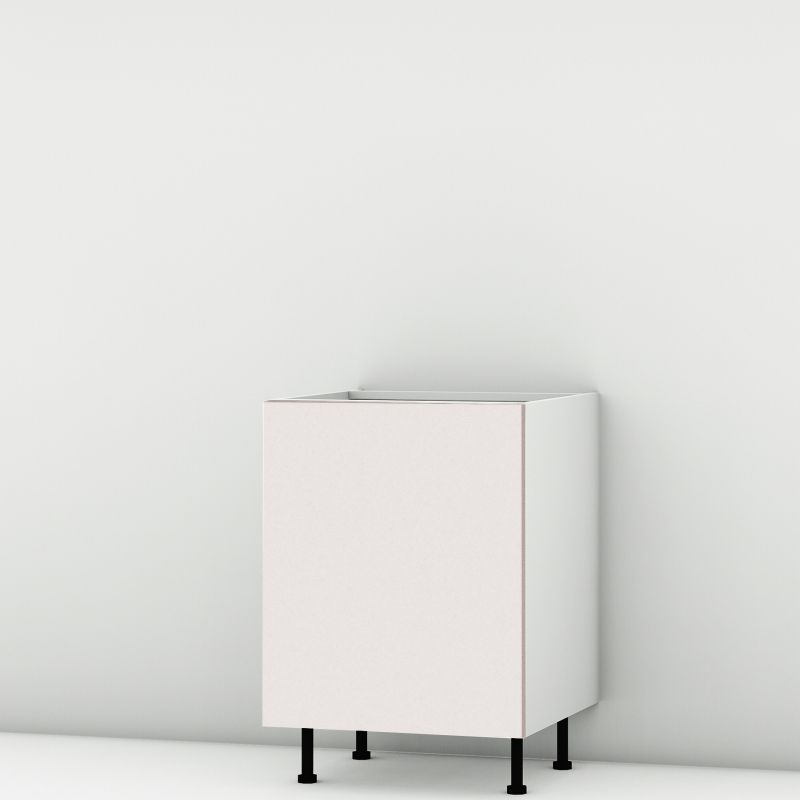 Meuble bas sous évier rose poudré mat larg. 60cm x H71.5cm