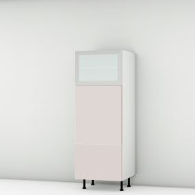 Colonne rose poudré mat 1 porte relevante alu vitrée - 1 porte - 1 tiroir larg. 60cm x H156.6cm