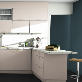 Meuble bas rose poudré mat 2 portes larg. 120cm x H71.5cm