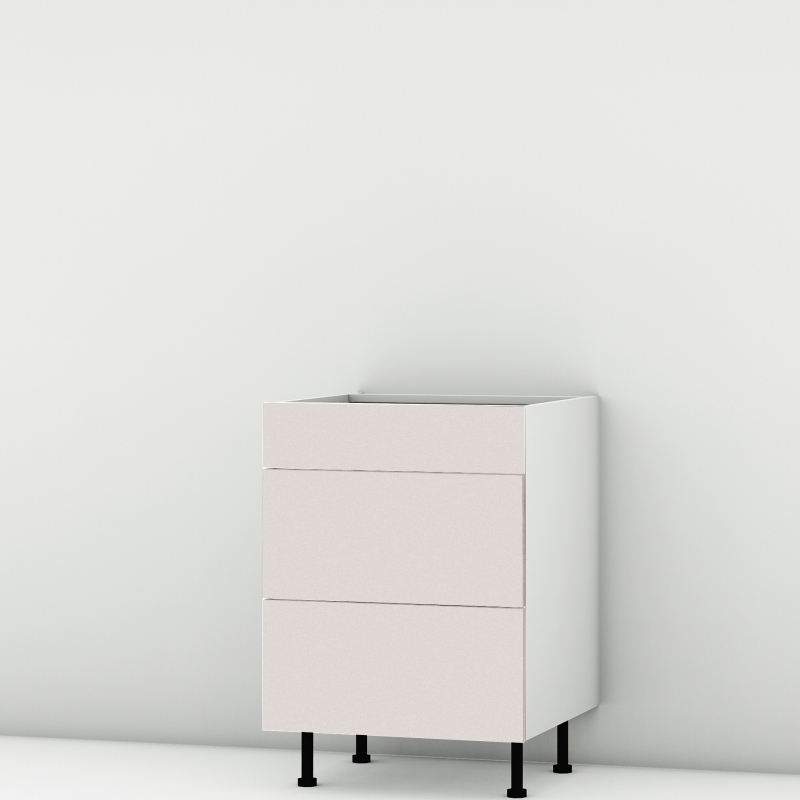 Meuble bas rose poudré mat 3 tiroirs larg. 80cm x H71.5cm