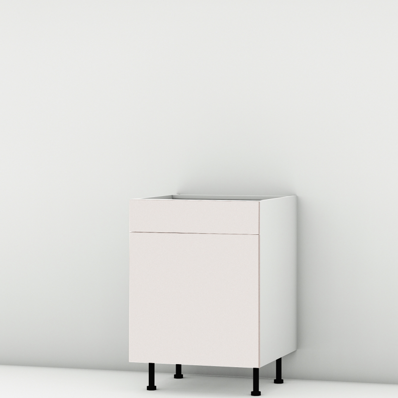 Meuble bas rose poudré mat Porte + Tiroir larg. 60cm x H71.5cm