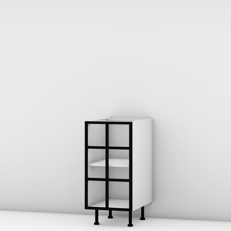 Meuble bas alu noir vitré larg. 40cm x H71.5cm