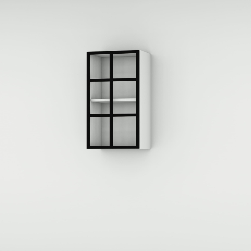 Meuble haut alu noir vitré larg. 40cm x H71.5cm