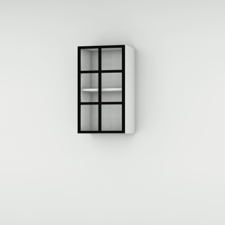 Meuble haut alu noir vitré larg. 40cm x H71.5cm