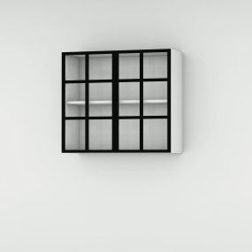 Meuble haut alu noir vitré larg. 80cm x H71.5cm