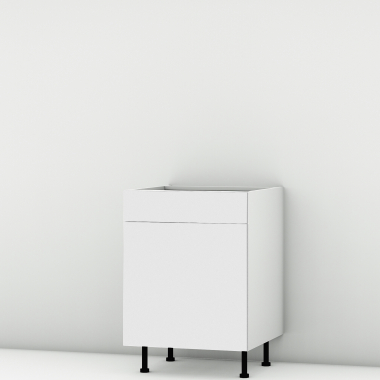 Meuble bas blanc mat Porte + Tiroir larg. 60cm x H71.5cm