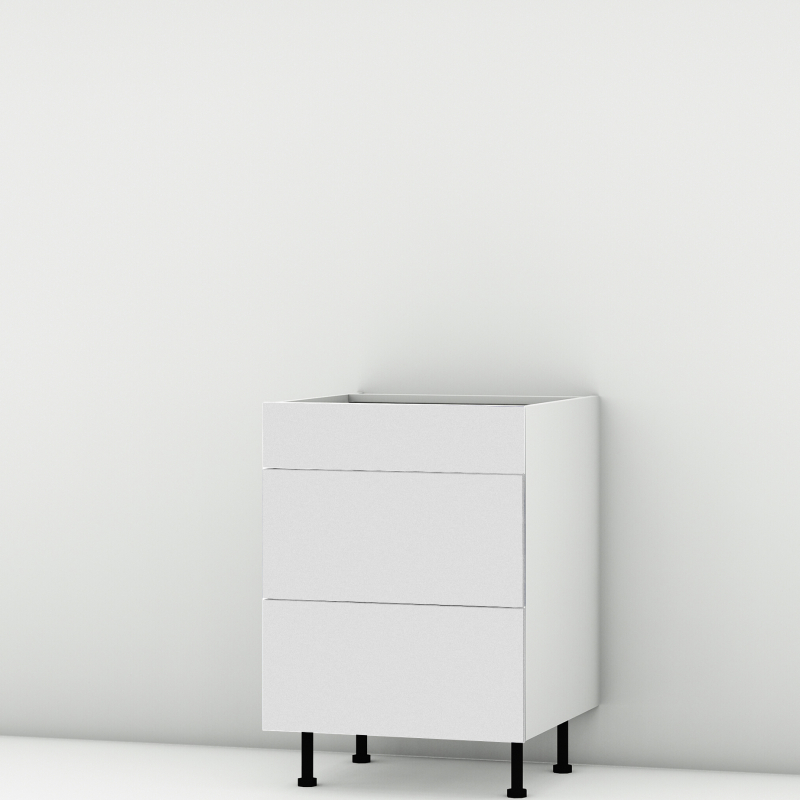 Meuble bas blanc mat 3 tiroirs larg. 60cm x H71.5cm
