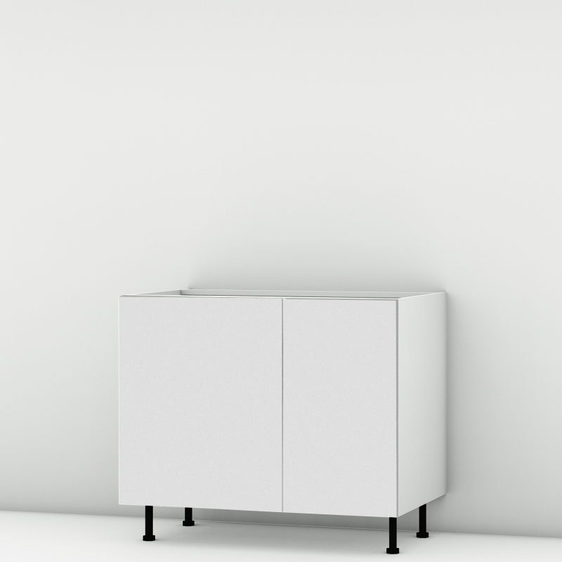 Meuble bas sous évier blanc mat 2 portes larg. 100cm x H71.5cm
