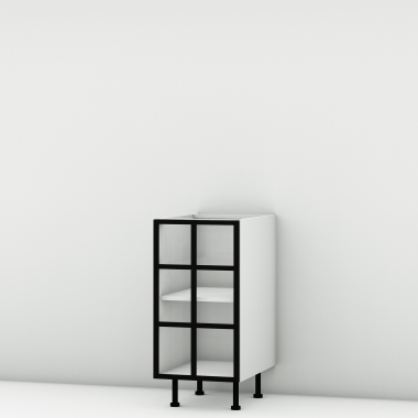 Meuble bas alu noir vitré larg. 40cm x H71.5cm