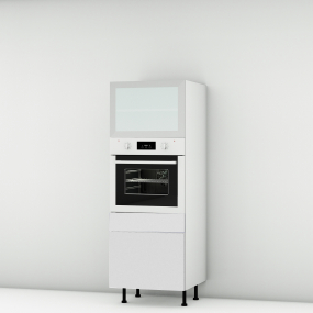 Colonne blanc mat 1 porte relevante alu vitrée - 1 four - 1 tiroir larg. 60cm x H156.6cm