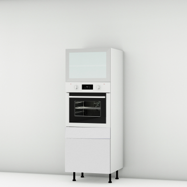 Colonne blanc mat 1 porte relevante alu vitrée - 1 four - 1 tiroir larg. 60cm x H156.6cm