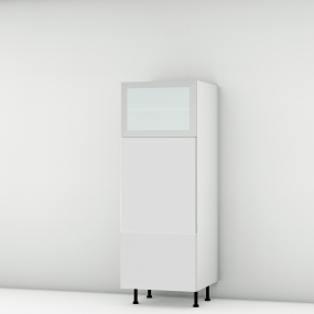 Colonne blanc mat 1 porte relevante alu vitrée - 1 porte - 1 tiroir larg. 60cm x H156.6cm