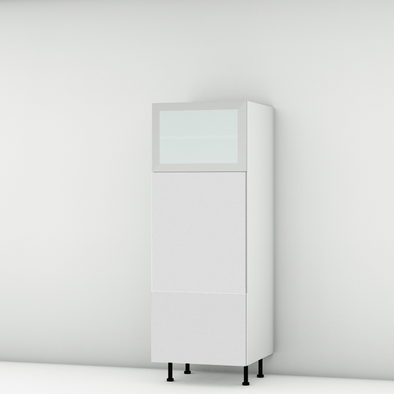 Colonne blanc mat 1 porte relevante alu vitrée - 1 porte - 1 tiroir larg. 60cm x H156.6cm