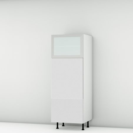Colonne blanc mat 1 porte relevante alu vitrée - 1 porte - 1 tiroir larg. 60cm x H156.6cm