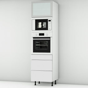 Colonne blanc mat 1 porte - 1 four - 1MO - 3 tiroirs larg. 60cm x H213.8cm