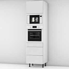 Colonne blanc mat 1 porte - 1 four - 1MO - 3 tiroirs larg. 60cm x H213.8cm