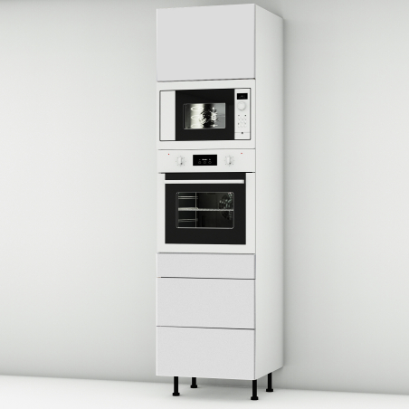 Colonne blanc mat 1 porte - 1 four - 1MO - 3 tiroirs larg. 60cm x H213.8cm