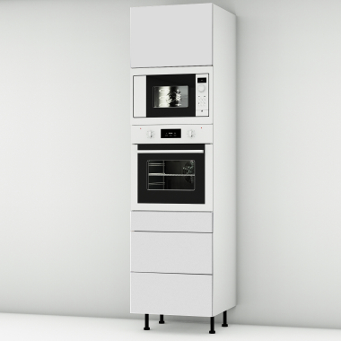 Colonne blanc mat 1 porte - 1 four - 1MO - 3 tiroirs larg. 60cm x H213.8cm