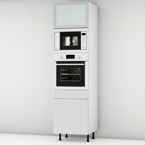 Colonne blanc mat 1 porte - 1 four - 1MO - 1 porte+tiroir larg. 60cm x H213.8cm