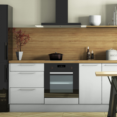 Colonne blanc mat 1 porte - 1 four - 1 porte+tiroir larg. 60cm x H213.8cm