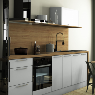 Colonne blanc mat 1 porte - 1 four - 1 porte+tiroir larg. 60cm x H213.8cm