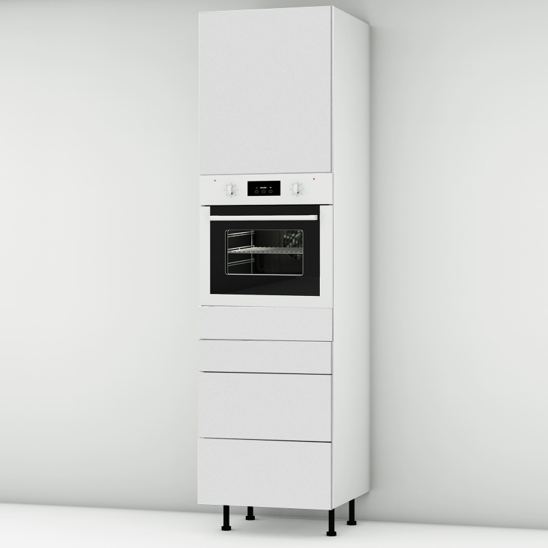 Colonne blanc mat 1 porte - 1 four - 3 tiroirs larg. 60cm x H213.8cm