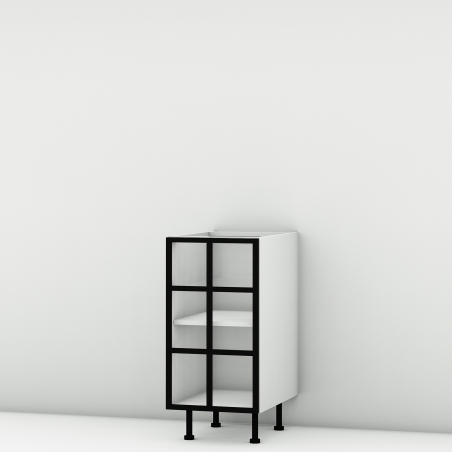 Meuble bas alu noir vitré larg. 40cm x H71.5cm