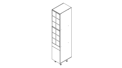 Colonne noire mate 2 portes alu noir vitrée -  1 porte+tiroir larg. 40cm x H213.8cm