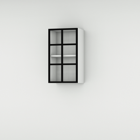 Meuble haut alu noir vitré larg. 40cm x H71.5cm