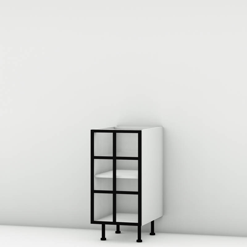 Meuble bas alu noir vitré larg. 40cm x H71.5cm