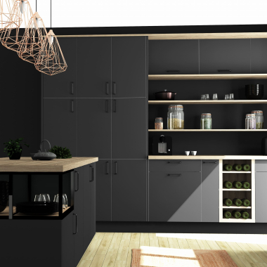 Meuble bas noir mat coulissant larg. 20cm x H71.5cm