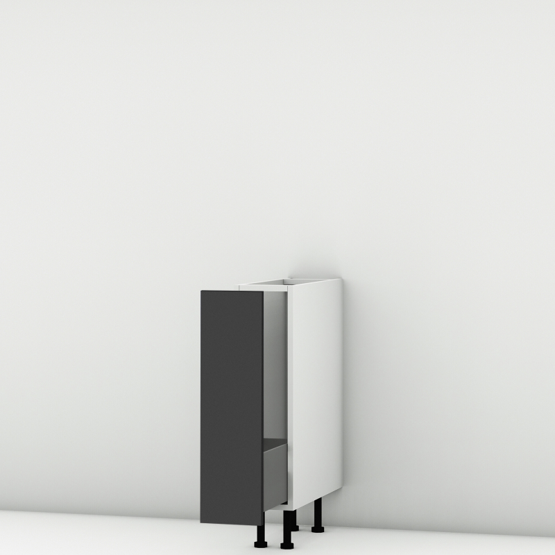 Meuble bas noir mat coulissant larg. 20cm x H71.5cm